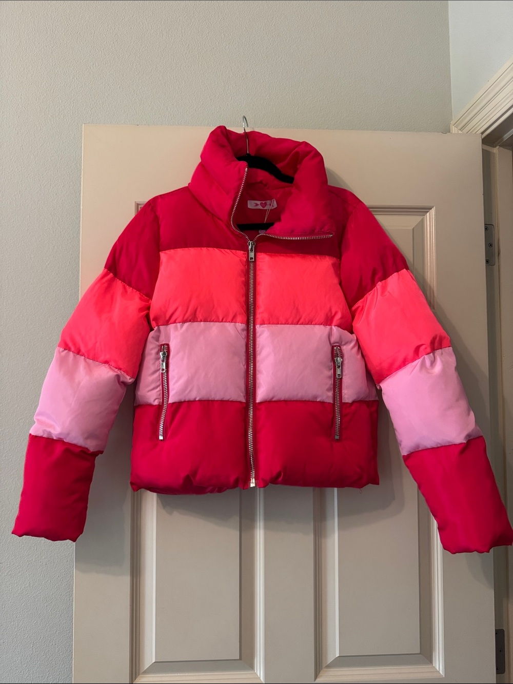 Buddy Love Colorblock Puffer Jacket in Pink
